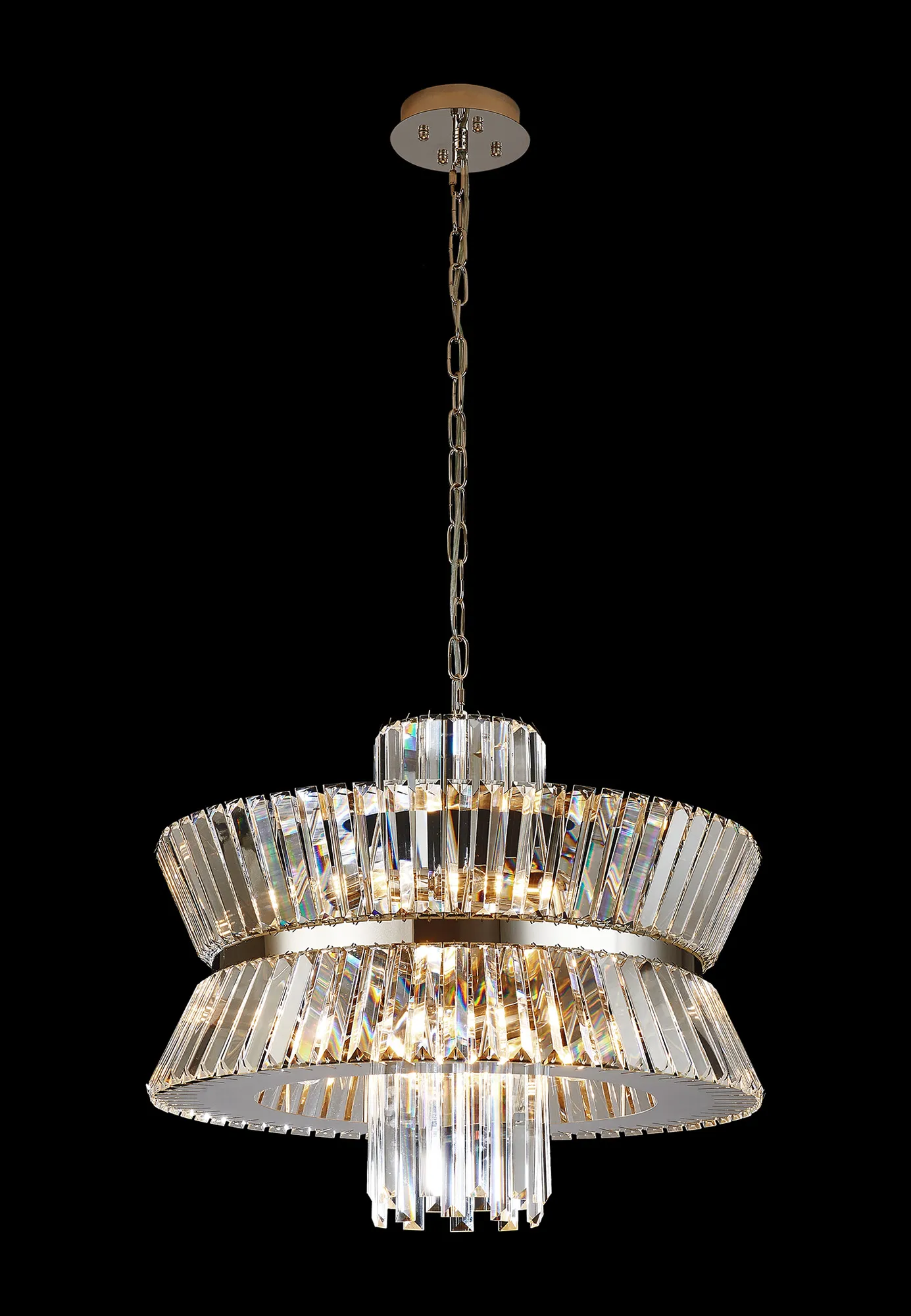 Vienna Polished Nickel Crystal Ceiling Lights Diyas Ringed & Square Crystal Fittings